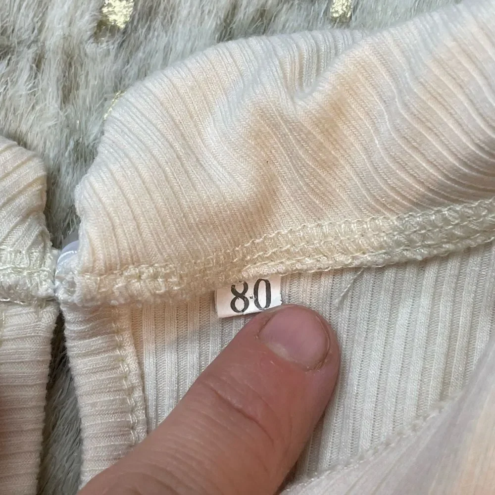 5 for $25🔥Cream Collared‎ Bodysuit Baby Girl Size 80 (9-12 Months)